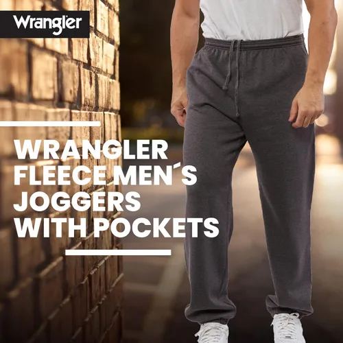 Vista 3 de Wrangler Pantalones deportivos para hombre, regulares, grandes y altos, de forro polar, pantalones deportivos con bolsillos