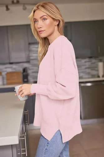 Vista 175 de Lillusory - Suéter extragrande con mangas de murciélago y cuello redondo para mujer, prenda moderna de otoño de tejido de punto sin botones