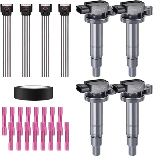 Vista 23 de Juego de 4 bobinas de encendido y arnés de cableado con conector pigtail compatible con Accord Odyssey Acura Saturn 3.0L 3.2L 3.5L V6 C1221 UF242