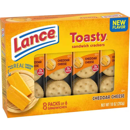 Vista 9 de Lance Galletas tipo sándwich, queso cheddar tostado, 8 paquetes envueltos individualmente, 6 sándwiches cada uno