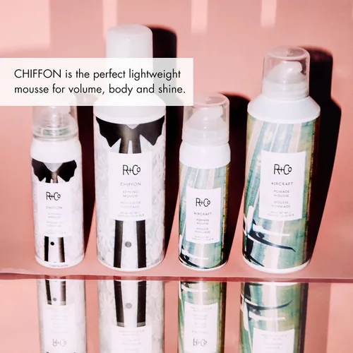 Vista 4 de R+Co Mousse de peinado CHIFFON: espuma ligera para el cabello, añade volumen y textura, todo tipo de cabello