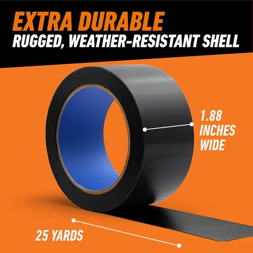 Vista 6 de Gorilla - Cinta impermeable para todo tipo de clima para conductos en exteriores, resistente a los rayos UV y a la temperatura, 1.88 pulgadas x 25