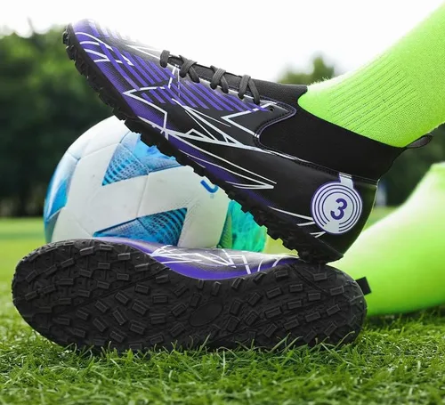 Vista 3 de zcdyn Zapatos de fútbol unisex para niños grandes Fgag de caña alta, zapatos de fútbol para jóvenes, entrenamiento profesional, césped, botas