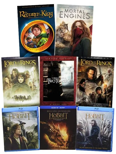 Vista 2 de Limited Edition Lord of the Rings Trilogy & The Hobbit Trilogy + 2 Bonus Movies Fellowship of the Ring Two Towers Return of the King Movie +