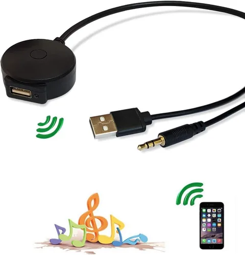 Vista 4 de Adaptador Bluetooth para coche Mini Cooper BMW Compatible con teléfono Android Apple, música AUX 3.5, cable inalámbrico capaz