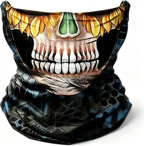 Vista 11 de Máscara facial con polaina para el cuello, bufandas, bandanas Gris (Grey Skull)