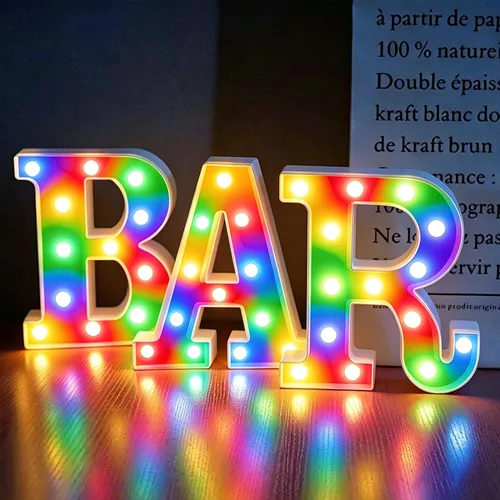 Vista 9 de BAR - Letrero LED iluminado con palabras de marquesina - Letrero de barra de pub preiluminado - Funciona con pilas (23.03 x 8.66 pulgadas) (negro)