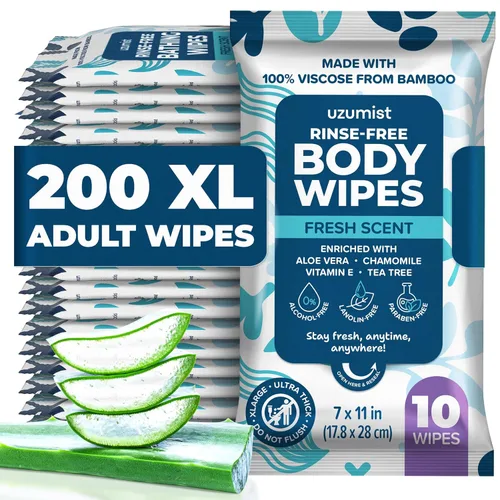 Vista 9 de Esenciales para Acampar - Toallitas Corporales para Baño de Adultos en Campamento Sin Enjuague - 50 Toallitas XL Desodorantes para Ducha y Baño