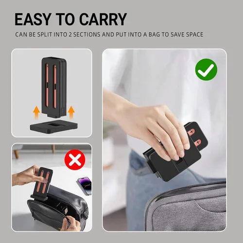 Vista 9 de Base de carga compatible con controladores Nintendo Switch 2 Joy Con, estación de carga Switch 2 con indicación LED y cable de carga, color negro