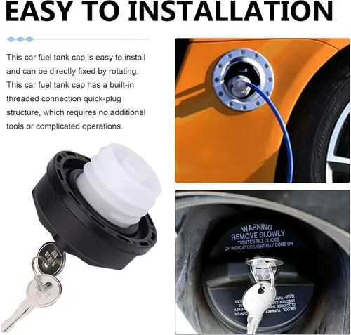 Vista 3 de Tapa del tanque de combustible para automóvil, tapa de combustible con bloqueo de plástico ABS, cubierta de tanque de combustible antirrobo