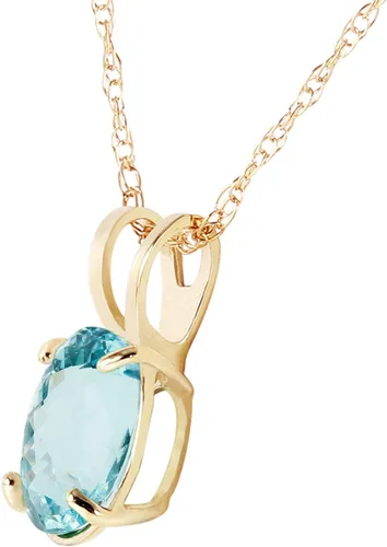 Vista 3 de Galaxy Gold GG Collar de oro rosa amarillo, blanco de 14k con aguamarina ovalada