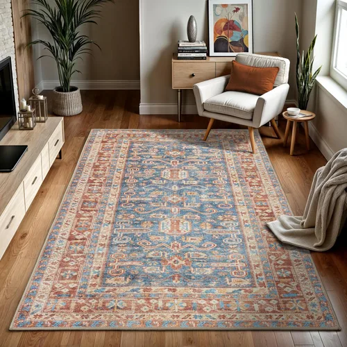 Vista 49 de GLN Rugs Traditional Collection - Alfombra de felpilla lavable a máquina, tradicional lavable, antideslizante, alfombra de felpilla de pelo corto
