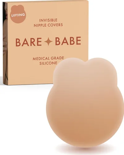 Vista 10 de Bare Babe Cubrepezones con Levantamiento - Brasier Adhesivo Reutilizable Push Up - Pezoneras Impermeables Sin Tirantes para Mujeres 4 Sombras