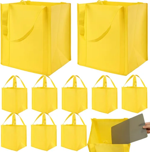 Vista 7 de NERUB Juego de 10 bolsas de comestibles reutilizables de servicio pesado, bolsas de compras, bolsas grandes para comestibles con fondo reforzado