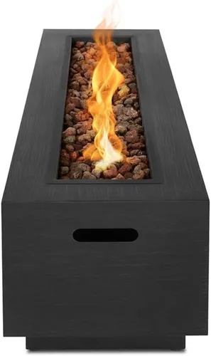 Vista 7 de Home - Juego cuadrado de 2 piezas con fogata de propano de acero y cubierta para tanque en color gris