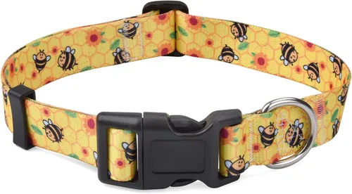 Vista 2 de Mihqy - Collar de perro, patrones geométricos florales, tribales, bohemios, collar de estilo étnico, suave y ajustable, para perros pequeños