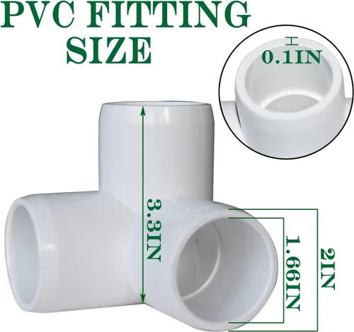 Vista 2 de Paquete de 8 accesorios de PVC de 1-1/4”, accesorios de codo de 3 vías para muebles de alta resistencia, accesorios de codo lateral de PVC de 3 vías