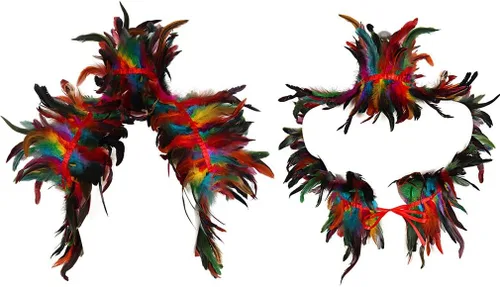 Vista 2 de Arnés de plumas para mujer, chal punk, victoriano, real, natural, de plumas, chal de carnaval, disfraz de baile gótico