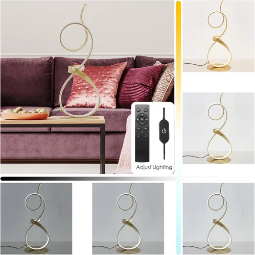 Vista 3 de Lámparas de mesa LED de 21 pulgadas, 20W, 2700 lm, modernas, con control táctil de 3 colores, regulables, para sala de estar, dormitorio (dorado)