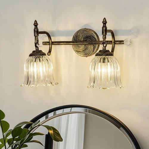 Vista 12 de CVKASH Accesorios de Lámpara de Tocador de Baño de 3 Luces Sobre Espejo, Lámpara de Tocador Moderna Negra con Pantalla de Vidrio, Aplique de Pared