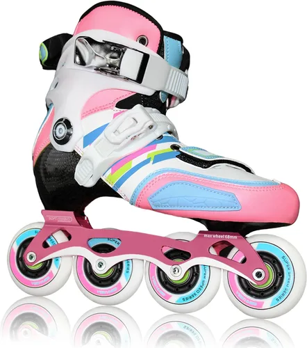Vista 9 de Patines en línea para niñas y niños, patines de fibra de carbono de rendimiento para niños de 4 a 12 años con ruedas de poliuretano, divertidos