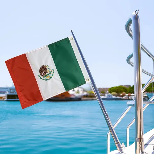 Vista 6 de FLAGWIN Banderas mexicanas bordadas de 12 x 18 pulgadas, bandera náutica de México, color vivo y resistente a la decoloración
