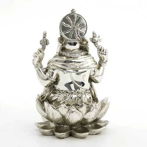 Vista 5 de Veronese Design Estatua hindú de Ganesha de 3 1/8 de alto, estatua de la buena fortuna de Ganesha, decoración del hogar, hecha a mano, galvanizada