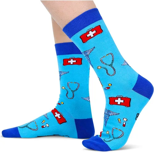 Vista 3 de Zmart Unisex Funny Socks Breast Cancer Doctor Nurse Socks, Funny Gifts For Cancer Patients Medical Student Graduation