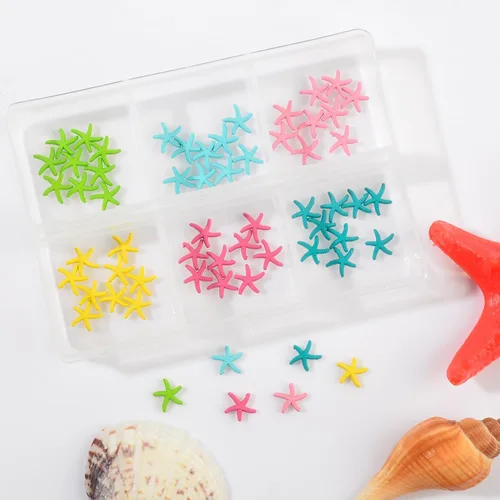 Vista 7 de 60 dijes de uñas de estrella de mar, aleación de verano, 3D, para decoración de uñas temática de playa, arte de uñas y fabricación de joyas
