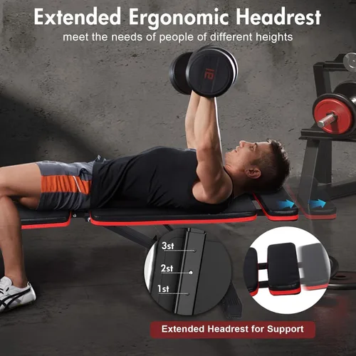 Vista 4 de ALSO GO Adjustable Weight Bench, Workout Benches with Leg Extension, Foldable Incline Decline Bench Press, Roman Chair, Full Body Strength Training