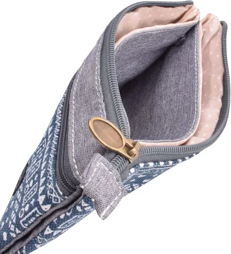 Vista 3 de LassZone - Bolso de nailon para mujer, con tres cremalleras, para teléfono móvil, tarjeta, efectivo, monedero, billetes