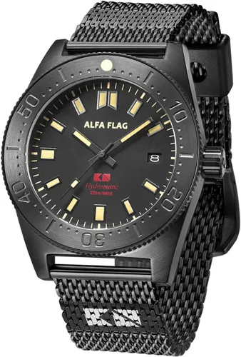 Vista 2 de ALFA FLAG Hydromatic Afhm200b-1 - Reloj de buceo profesional automático para hombre, 656.2 ft660 pies, buceo profesional, Afhm200b-1, Buceo