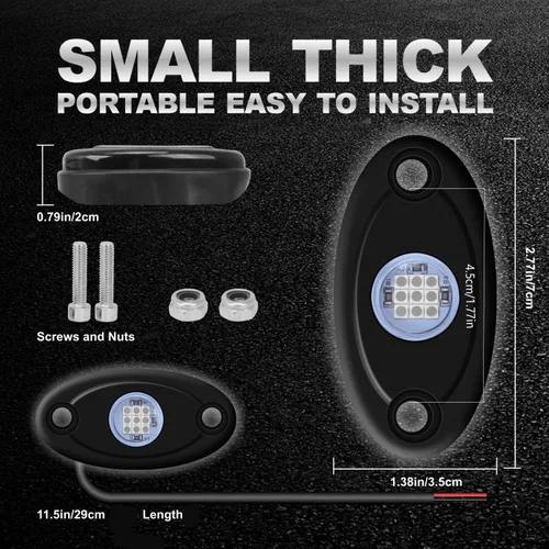 Vista 5 de 4Pods Rock Lights - Lámpara LED de neón azul para automóvil, camiones, ATV, UTV, SUV, barco, debajo de la carrocería, luces de motocicleta