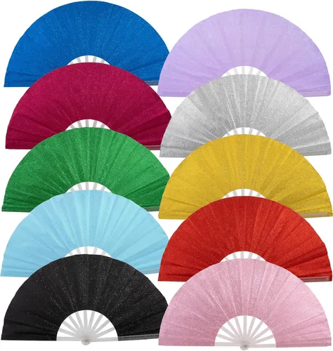 Vista 29 de 10 ventiladores plegables grandes de mano para hombres y mujeres, abanicos decorativos plegables, accesorios rave, utilizado para bailes, fiestas
