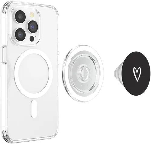 Vista 3 de PopSockets MagSafe PopGrip de corazón blanco para iPhone