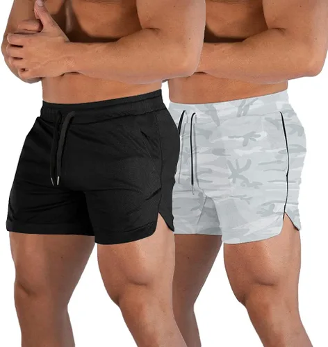 Vista 11 de FLYFIREFLY Pantalones cortos de entrenamiento de gimnasio para hombre, ligeros, atléticos, pantalones cortos para entrenamiento de culturismo