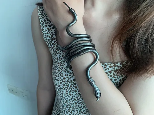 Vista 3 de Pulsera de serpiente flexible LAKIYOYO para mujer, gargantilla punk ajustable - Collar de medusa flexible multiuso, joyería de Halloween