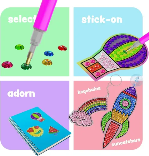 Vista 5 de Dan&Darci Kit de arte de diamantes para niños, pintura de gemas, kits de arte y manualidades para edades de 6 a 12 años, regalos para niños y niñas