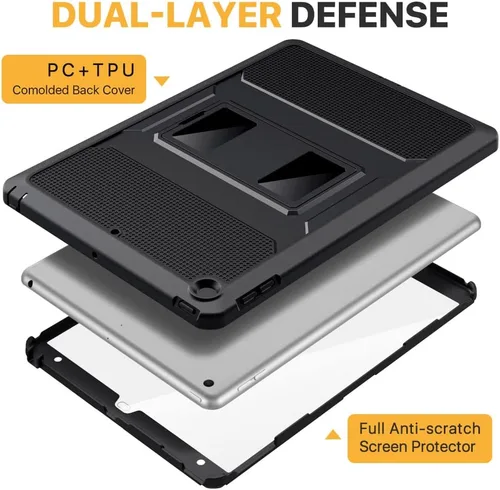 Vista 3 de MoKo Funda para iPad de 10.2 Pulgadas iPad 9ª Generación 2021/ iPad 8ª Generación 2020/ iPad 7ª Generación 2019, [Servicio Pesado] A Prueba