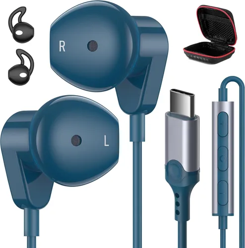 Vista 11 de APETOO Auriculares USB C para iPhone Air 17 16 Pro Max 15 Plus iPad, Samsung S25/S24/S23/S22/S21 HiFi Stereo USB-C Auriculares con cable