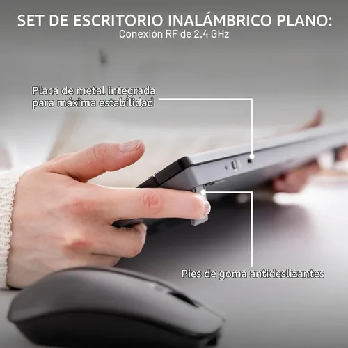 Vista 3 de Combo de escritorio CHERRY Stream, teclado inalámbrico y mouse Conexión de 2,4 GHz, teclas silenciosas, diseño delgado, escritura cómoda, funciona