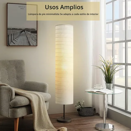 Vista 2 de Lámpara de pie moderna, regulable, 3 niveles de brillo, de papel, lámpara de pie alta con pantalla, lámparas de pie minimalistas de 55 pulgadas