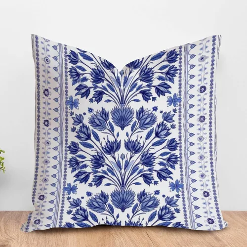 Vista 84 de ArogGeld Funda de cojín con flores verdes y blancas con flores grises y negras y hojas verdes en estilo chinoiserie, funda de almohada cuadrada