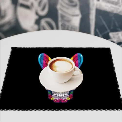 Vista 7 de Rainbow Flag Skull Bunny Ears Easter Gay Placemats Set of 6 Resistant Table Mats Washable Place Mats for Dinner Party Table Decoration