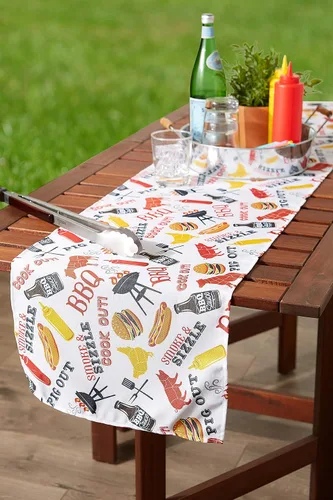 Vista 8 de DII Colección de mesa para exteriores, resistente a las manchas y al agua, 14x72, barbacoa