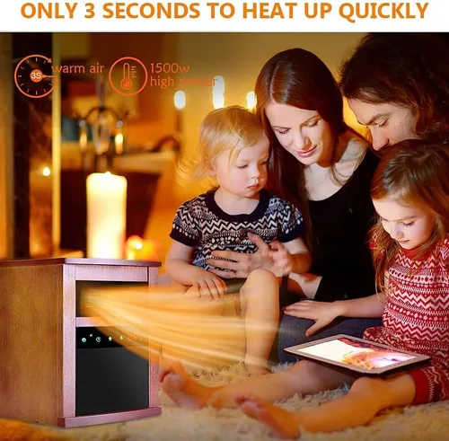 Vista 3 de Air Choice Calentador de espacio eléctrico, calentador infrarrojo de 1500 W con 3 modos de calefacción, termostato, control remoto y temporizador