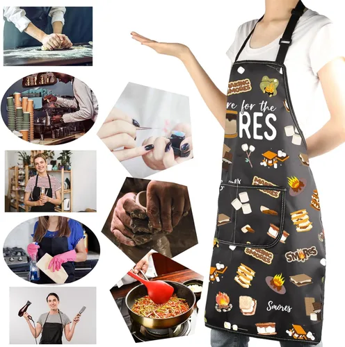 Vista 6 de MBMSO Delantal Smores S'More Lovers Regalo para Smores Maker Delantal Just Here for the Smores Regalo para Chef Pastelero Delantal Regalo de Camping