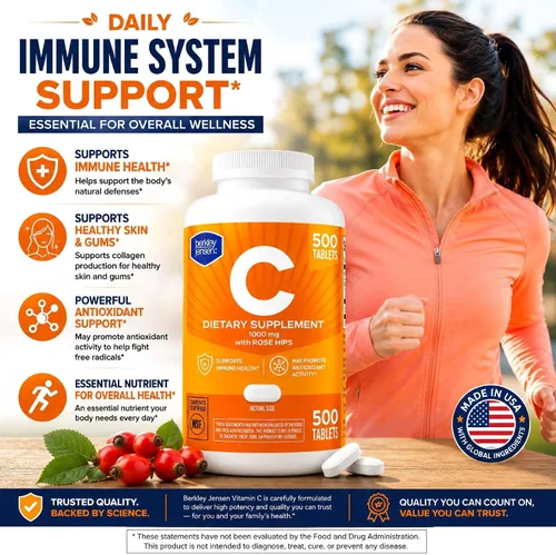 Vista 3 de berkley jensen 1000mg Vitamin C Supplement with Rose Hips, 500 Tablets