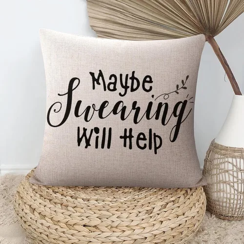 Vista 5 de Fundas de almohada decorativas de lino que tal vez jurar ayuden a la decoración de la casa de campo, funda de cojín para el hogar, sala de estar