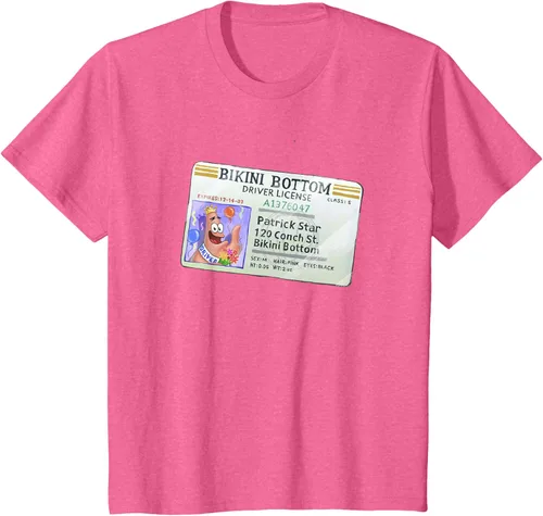 Vista 52 de SpongeBob SquarePants Camiseta con logotipo de Patrick Star Driver License King, Negro